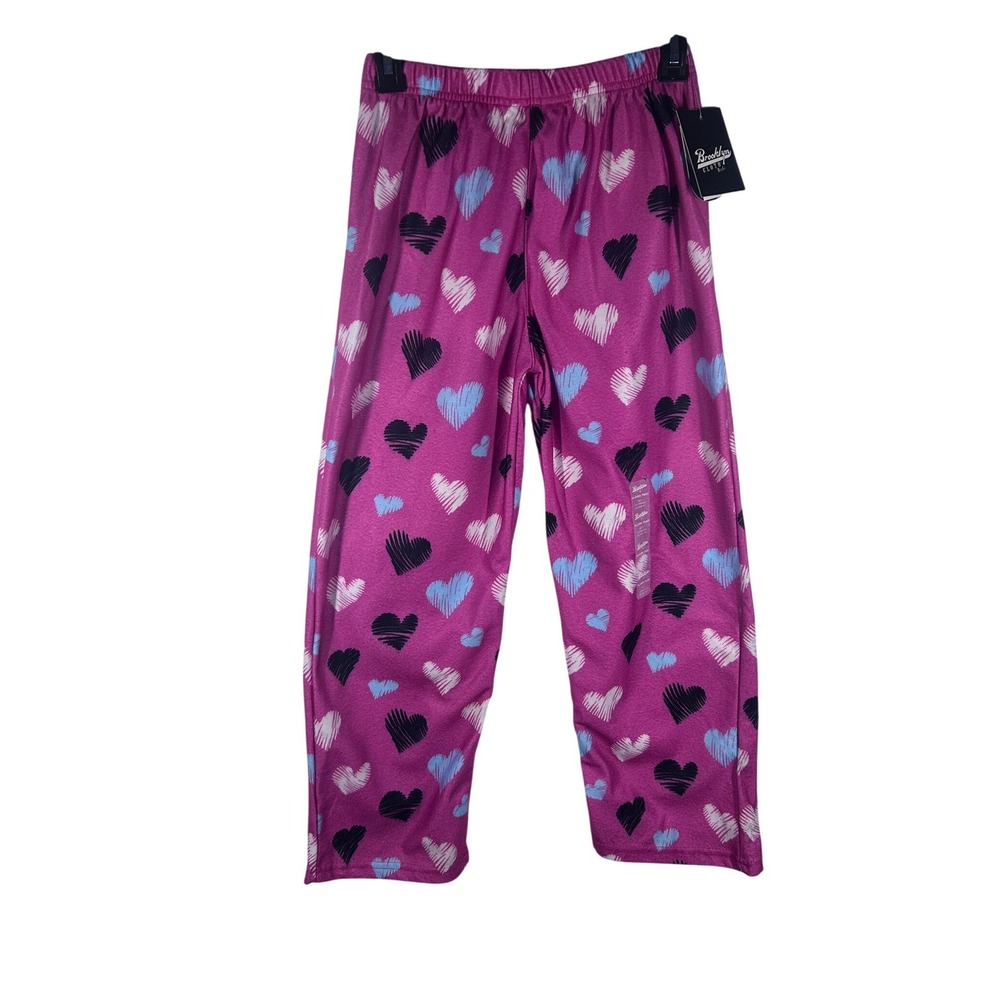 Brooklyn Pajama Pant Girls Pink Heart Print Universal‎ Fit  Medium (10/12) NEW